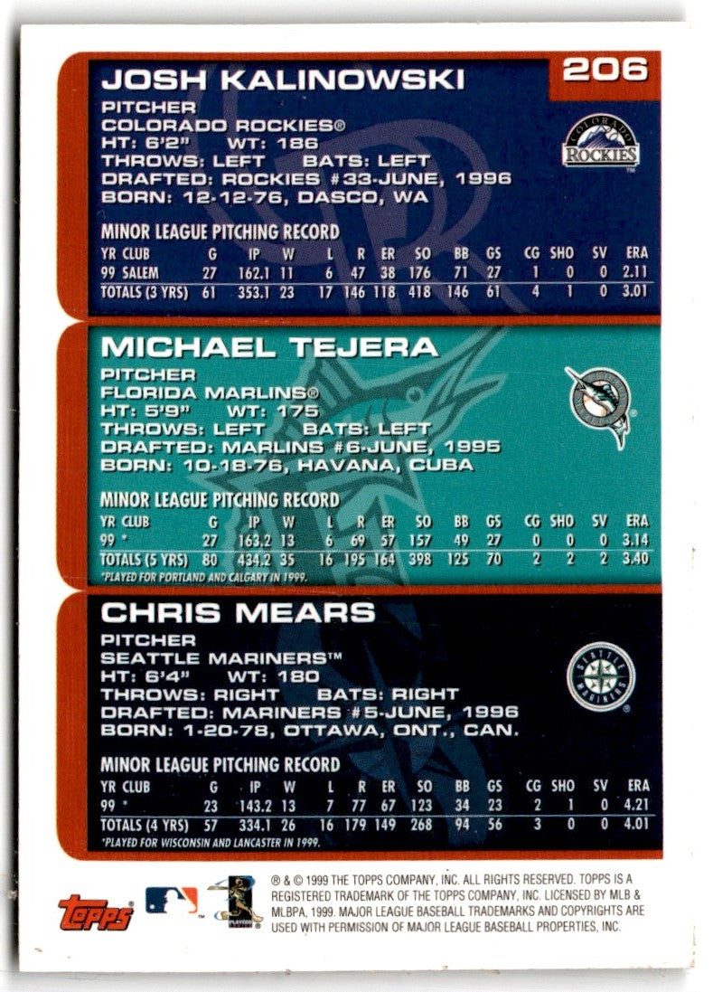 2000 Topps Chrome Josh Kalinowski/Michael Tejera/Chris Mears