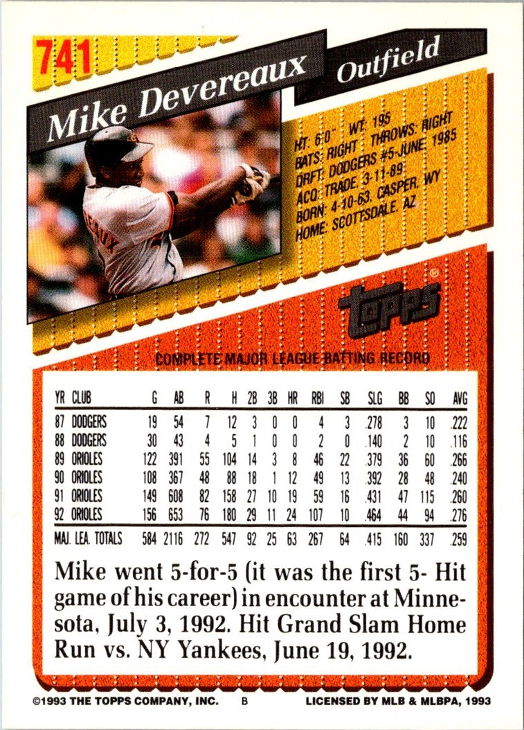 1993 Topps Gold Mike Devereaux