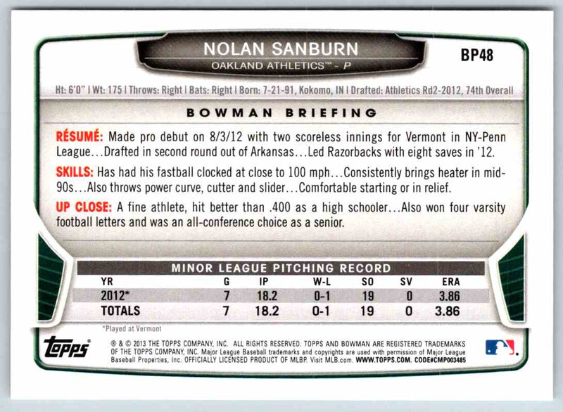 2013 Bowman Nolan Sanburn