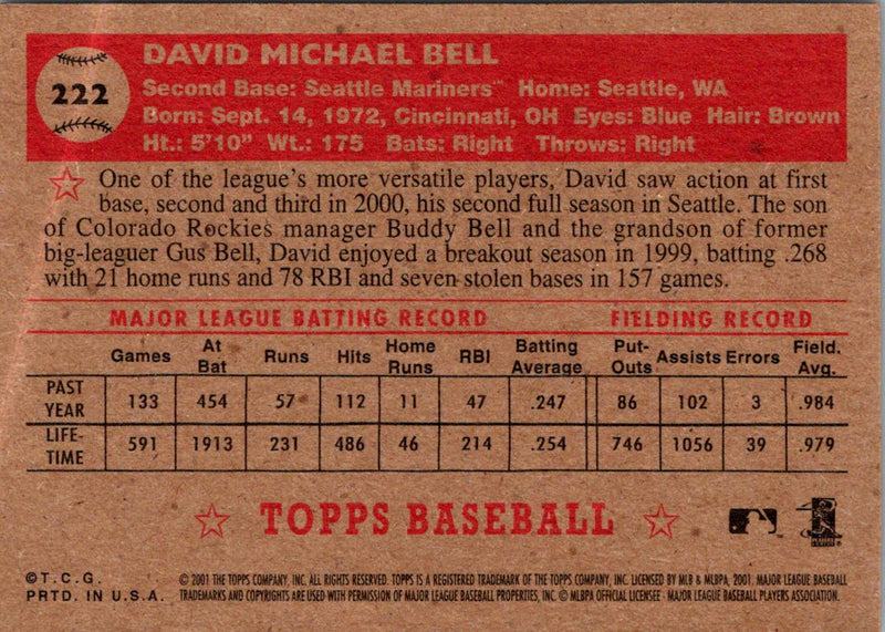 2001 Topps Heritage David Bell