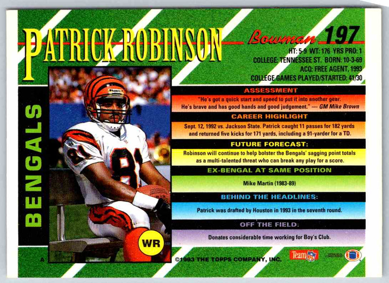 1993 Bowman Football Patrick Robinson