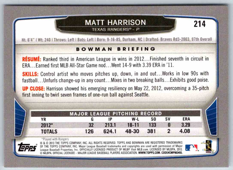 2013 Bowman Matt Harrison