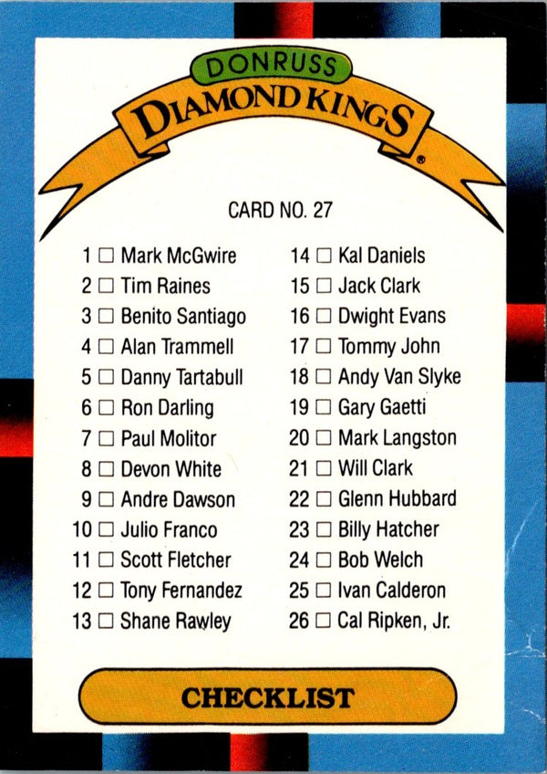 1988 Leaf DK Checklist #27