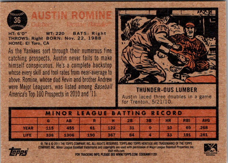 2011 Topps Heritage Minor League Austin Romine