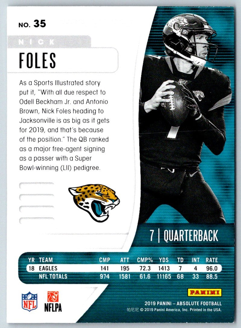 2019 Panini Absolute Nick Foles