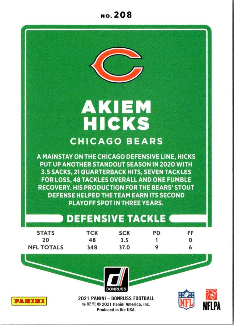 2021 Donruss Akiem Hicks