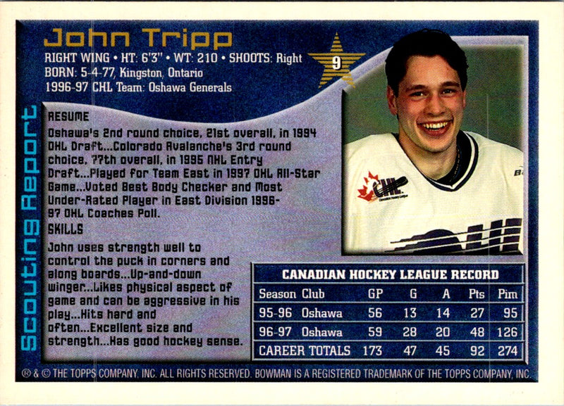 1997 Bowman CHL John Tripp