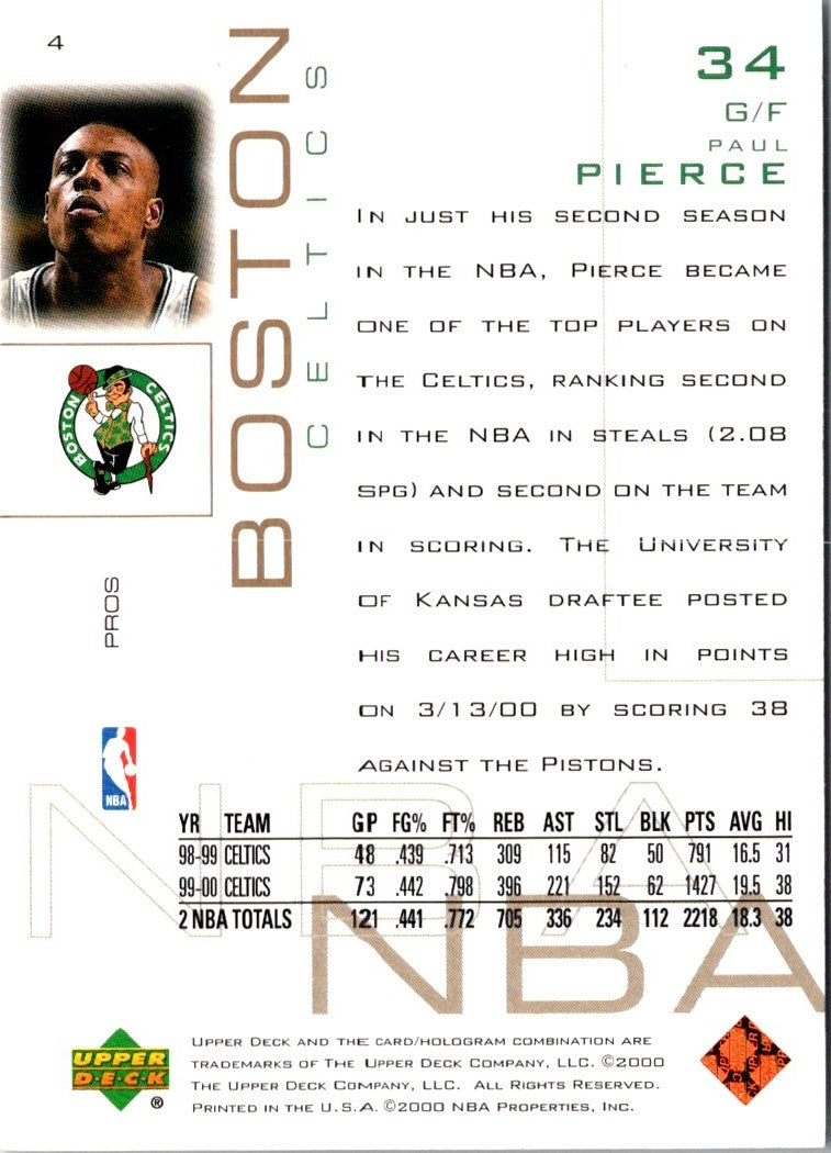 2000 Upper Deck Pros & Prospects Paul Pierce