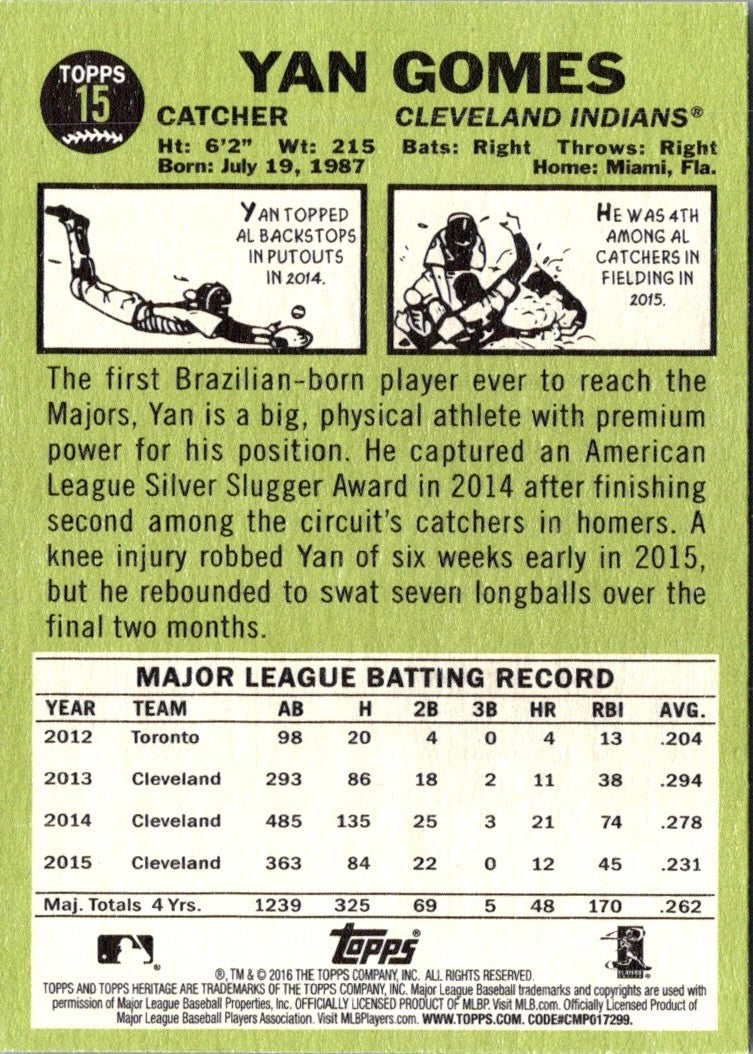 2016 Topps Heritage Yan Gomes