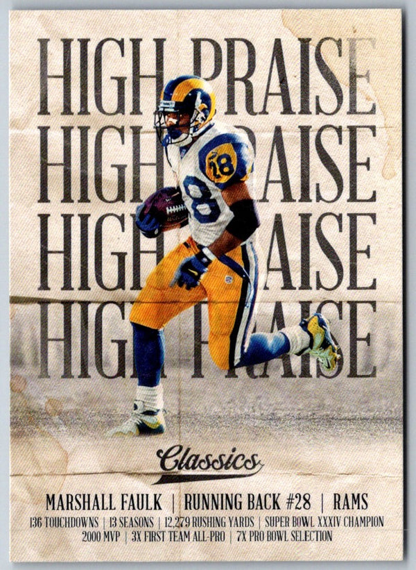 2018 Panini Classics High Praise Marshall Faulk #12