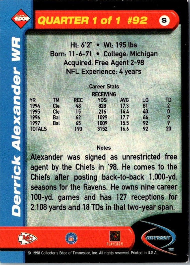 1998 Collector's Edge Odyssey Derrick Alexander