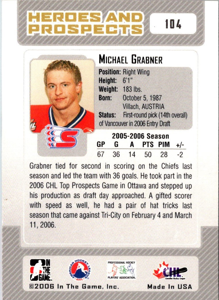 2006 In The Game Heroes and Prospects Michael Grabner