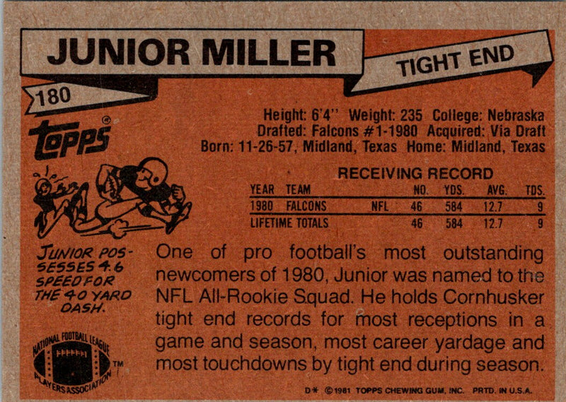 1981 Topps Junior Miller