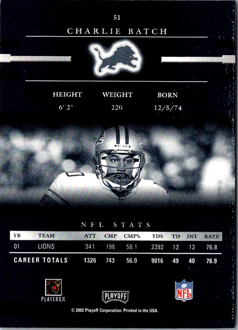 2002 Playoff Prestige Charlie Batch