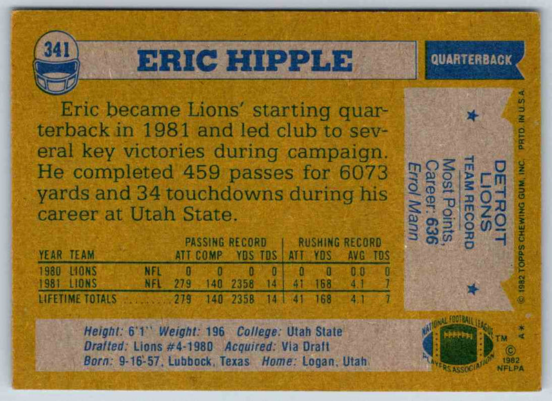 1982 Topps Eric Hipple