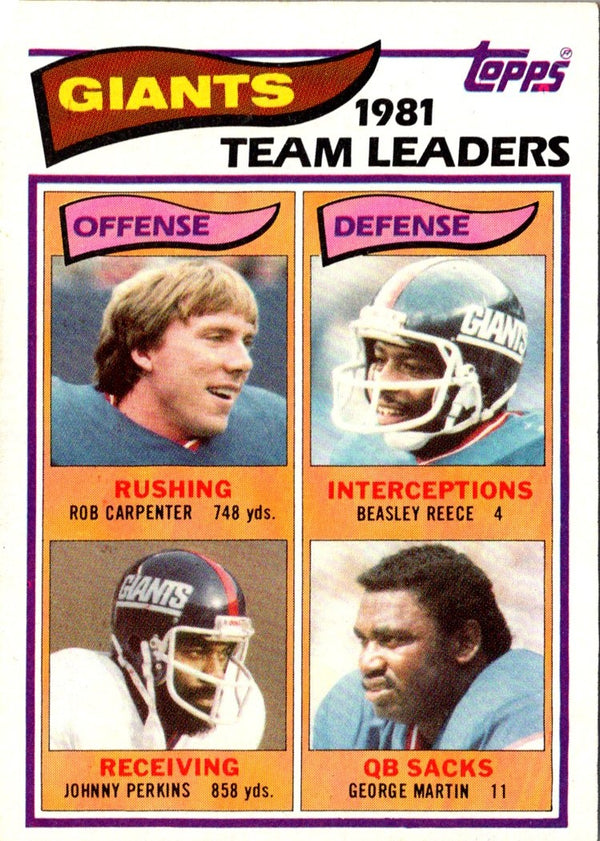 1982 Topps Rob Carpenter/Beasley Reece/Johnny Perkins/George Martin #415