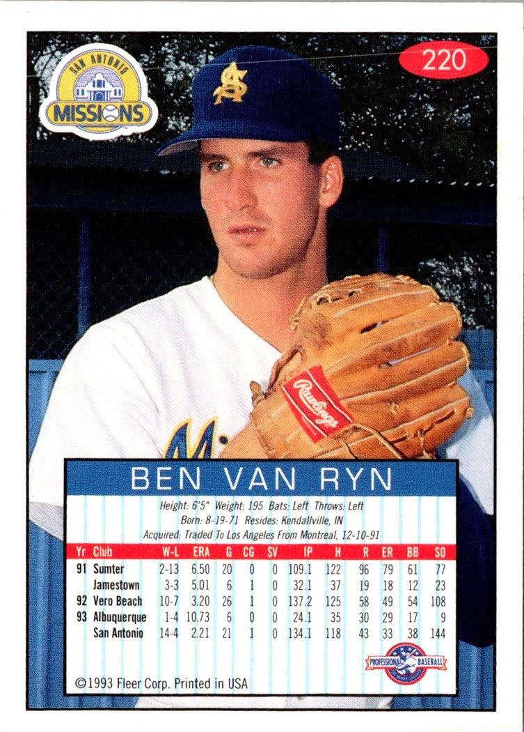 1993 Fleer Excel Ben Van Ryn