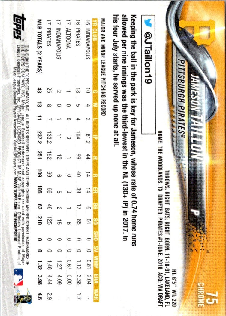 2018 Topps Chrome Jameson Taillon