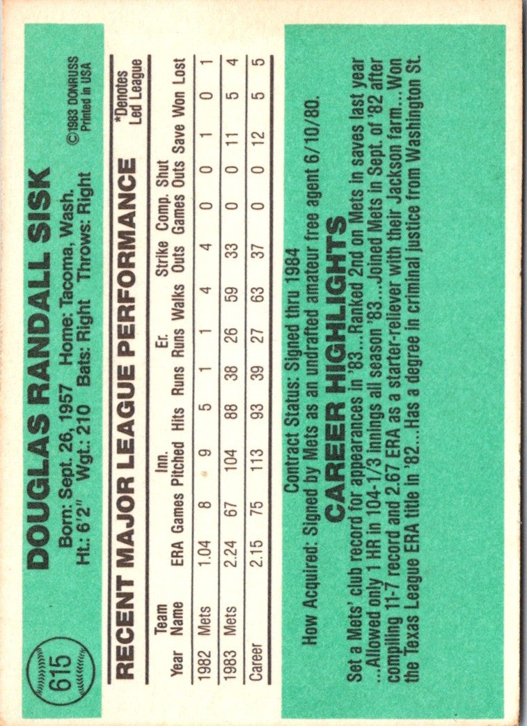 1984 Donruss Doug Sisk