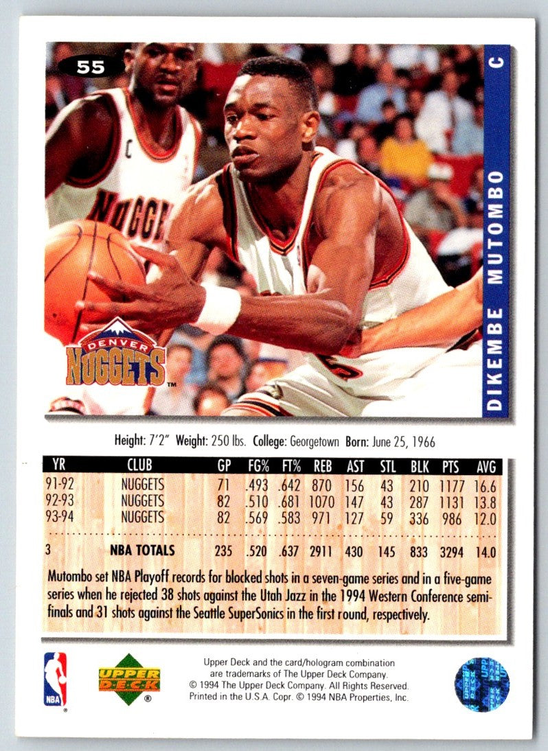 1994 Collector's Choice Dikembe Mutombo