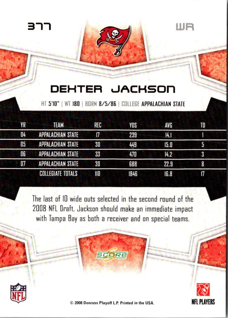 2008 Score Super Bowl XLIII Dexter Jackson