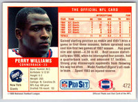 1989 NFL Proset Perry Williams #472