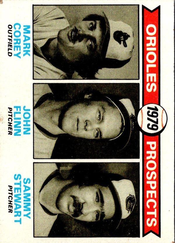 1979 Topps Orioles Prospects - Mark Corey/John Flinn/Sammy Stewart #701 Rookie