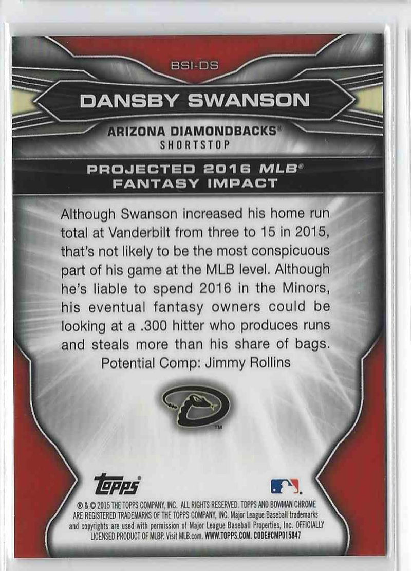 2015 Bowman Chrome Dansby Swanson Scouts Impact