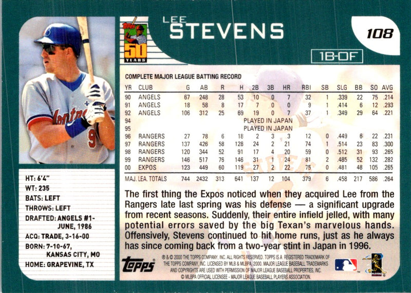 2001 Topps Lee Stevens