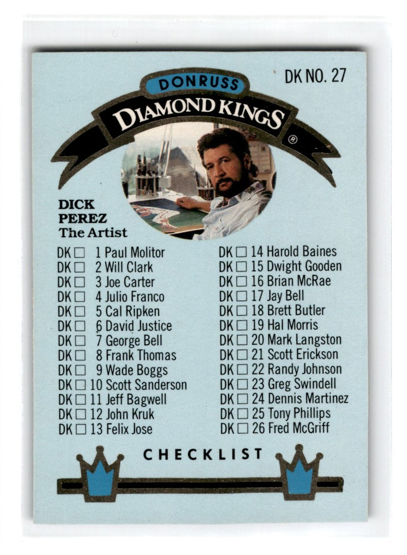 1991 Donruss Diamond Kings Checklist 1-27