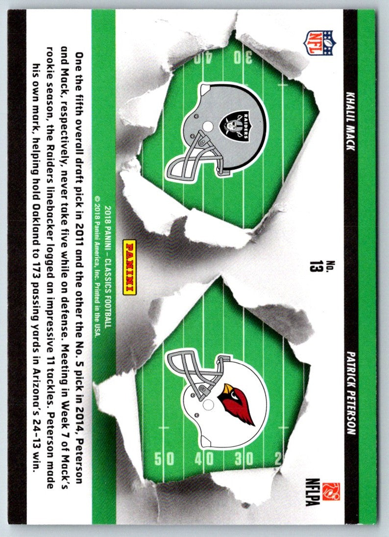 2018 Panini Classics Classic Clashes Patrick Peterson/Khalil Mack