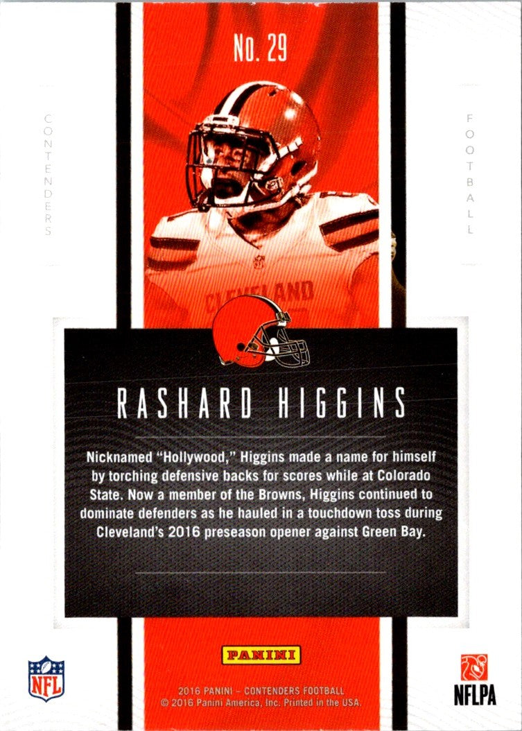 2016 Panini Contenders Rookie of the Year Rashard Higgins