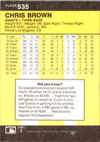 1986 Fleer Chris Brown #535 Rookie