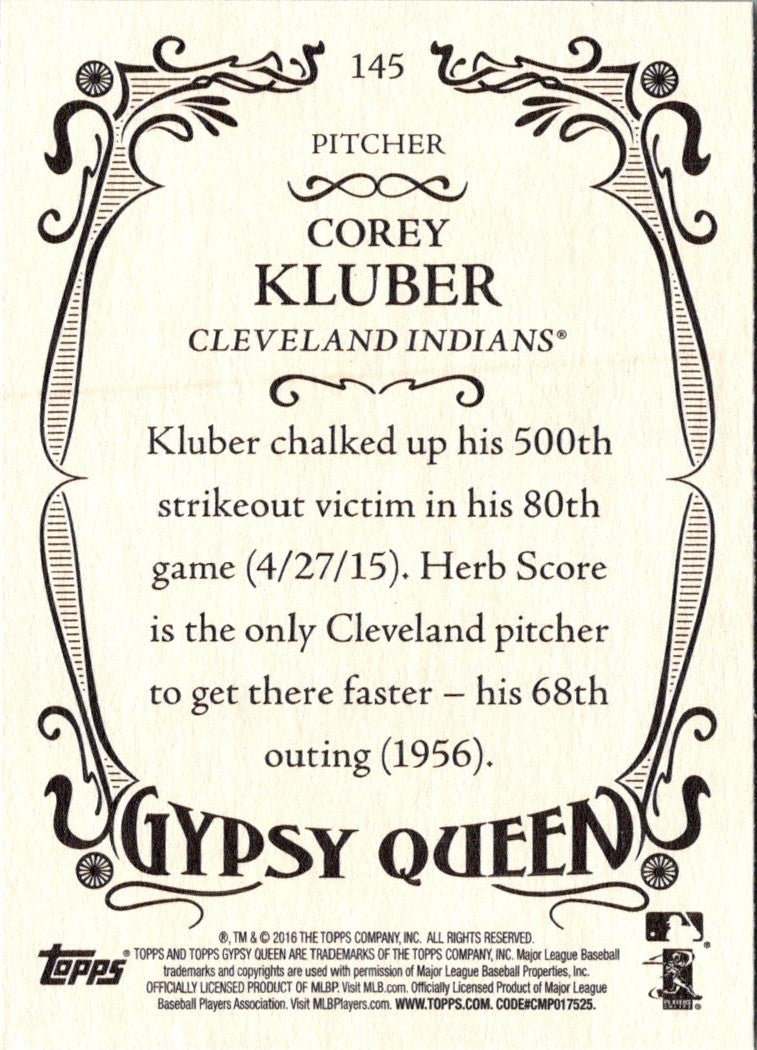 2016 Topps Gypsy Queen Corey Kluber