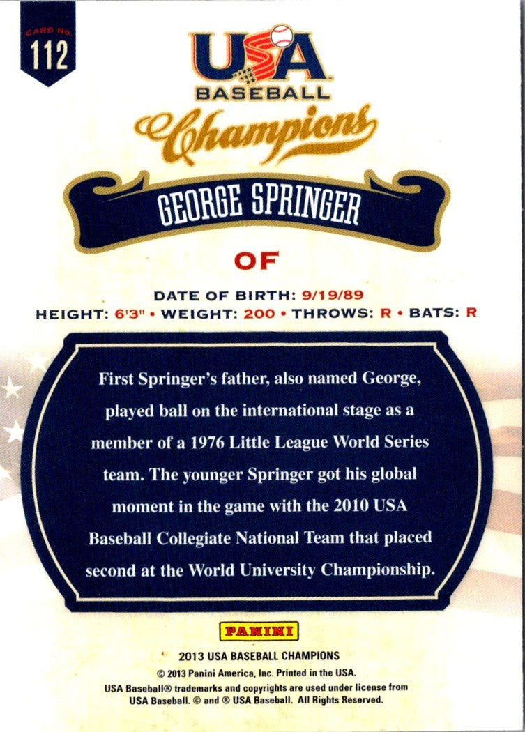 2013 Panini USA Champions George Springer