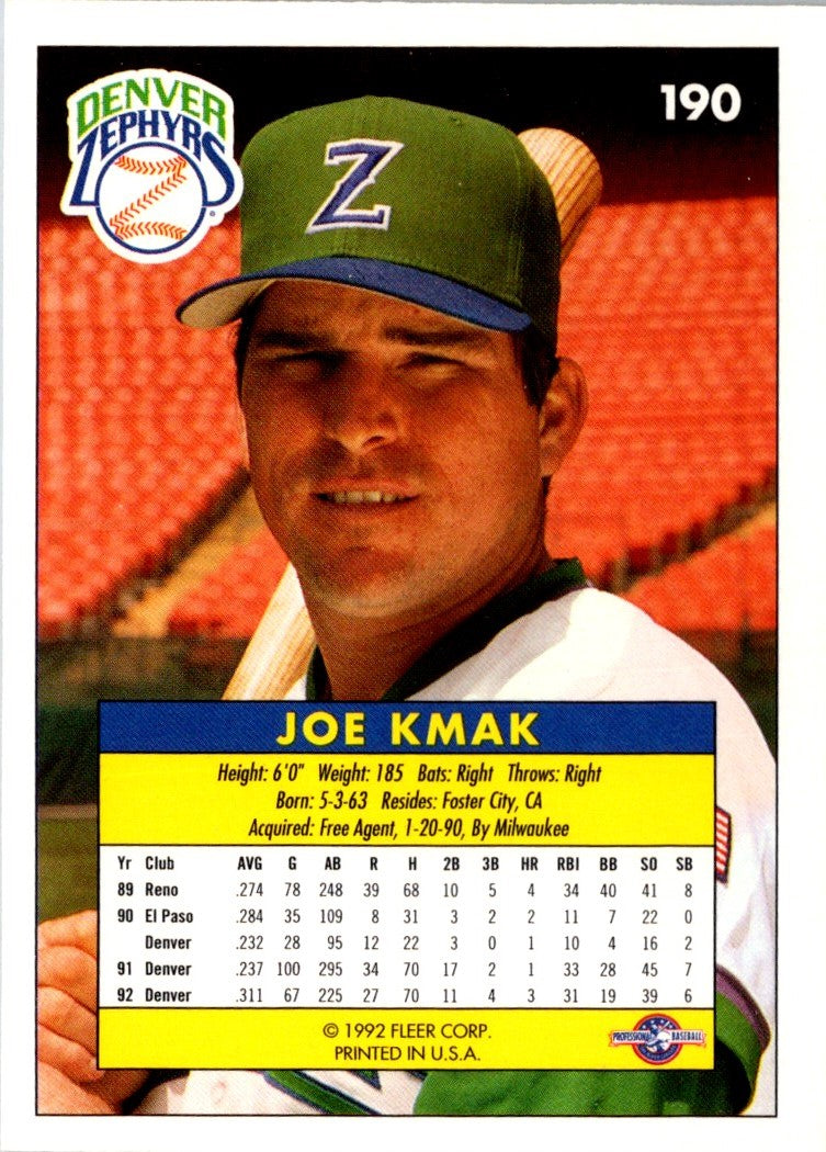 1992 Fleer Excel Joe Kmak