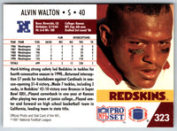 1991 Pro Set Super Bowl XXVI Binder Alvin Walton #323
