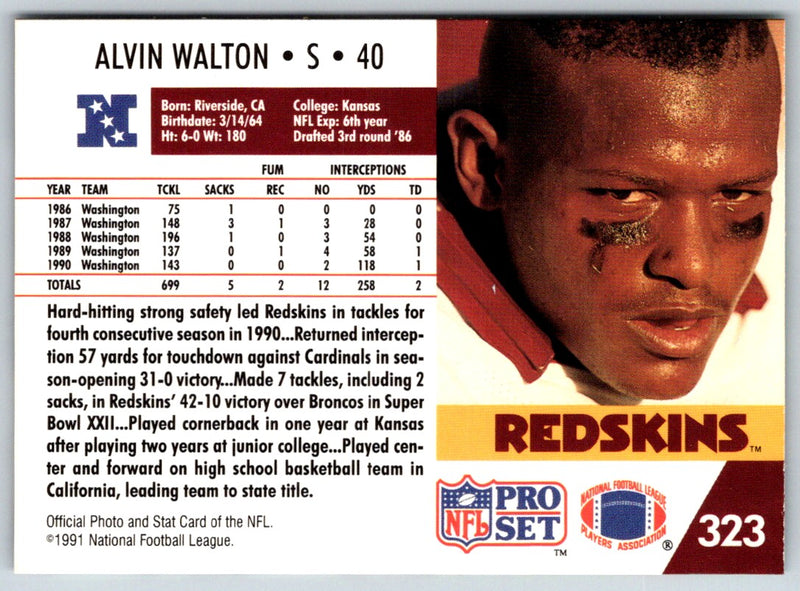 1991 Pro Set Super Bowl XXVI Binder Alvin Walton