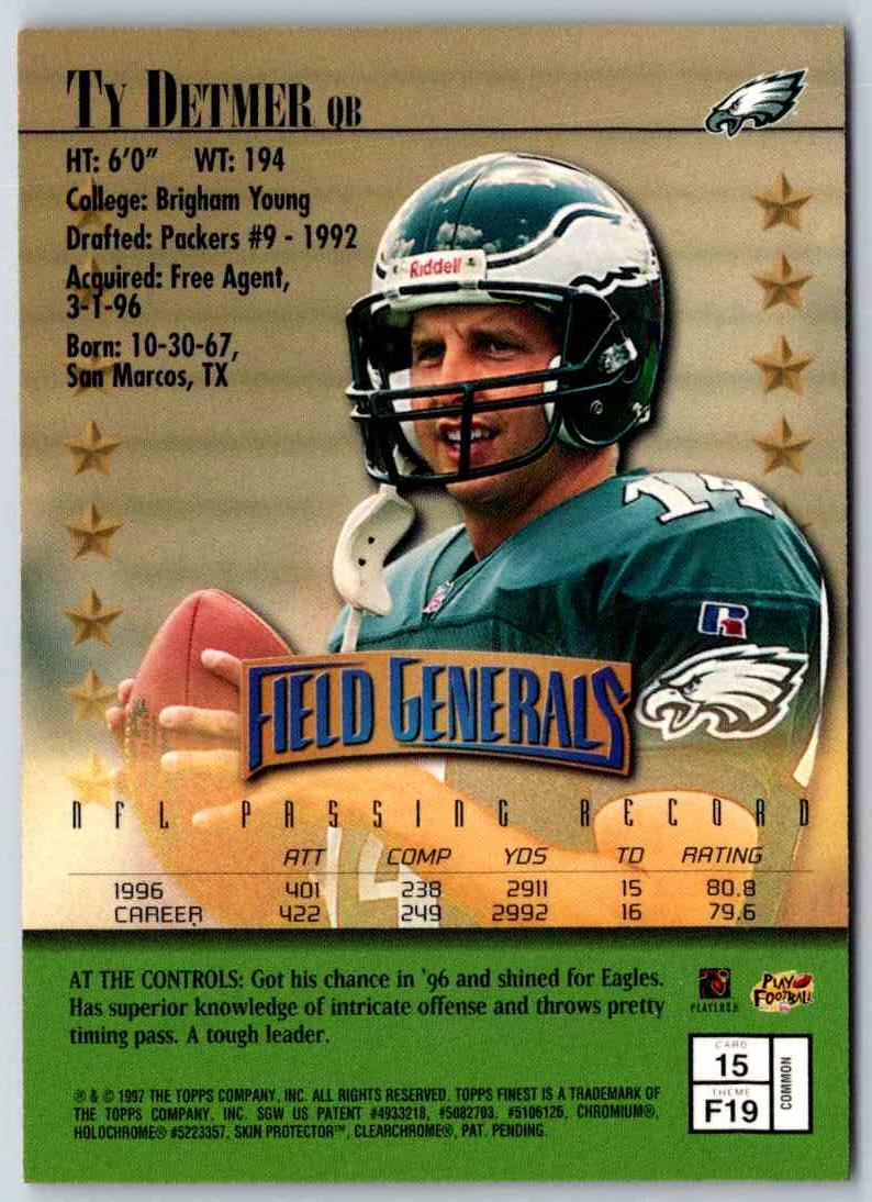 1997 Topps Finest Football Ty Detmer