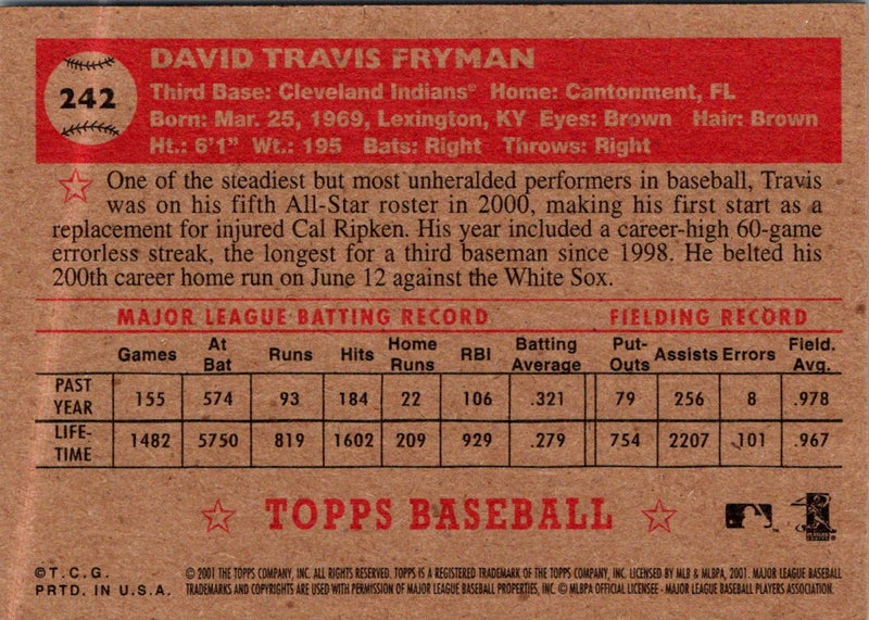 2001 Topps Heritage Travis Fryman