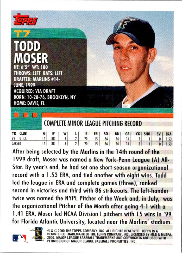 2000 Topps Traded & Rookies Todd Moser