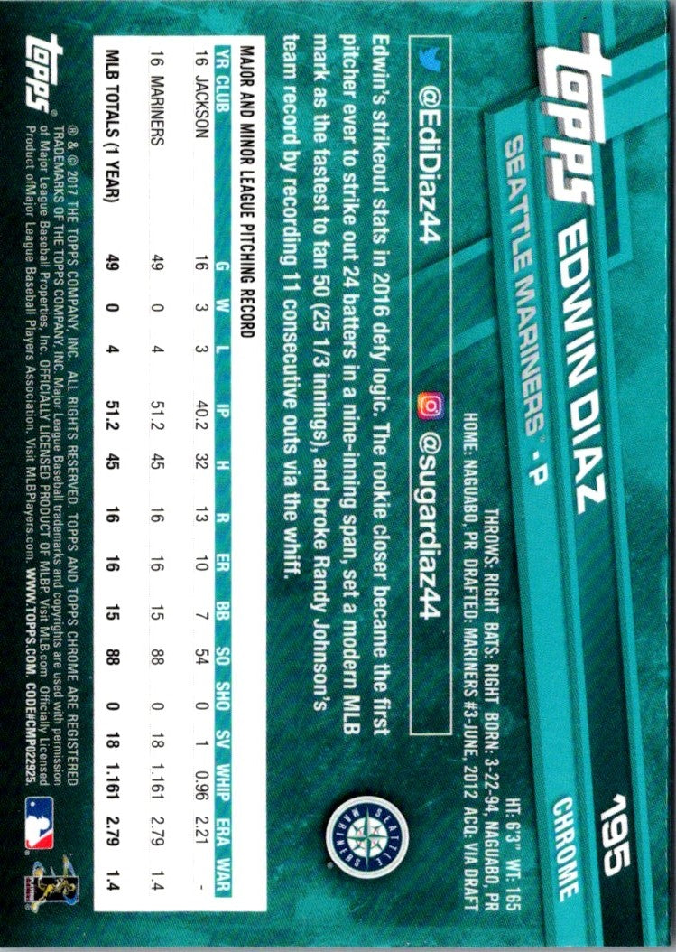 2017 Topps Chrome Edwin Diaz