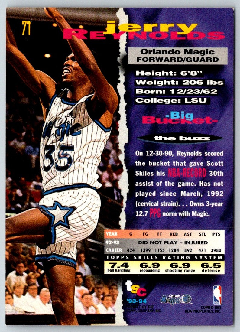 1993 Stadium Club Super Teams NBA Finals Jerry Reynolds