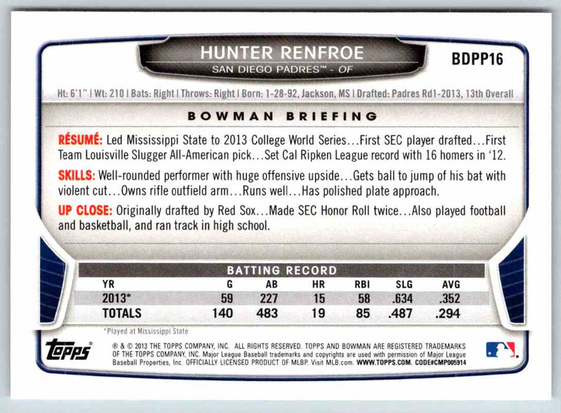 2013 Bowman Hunter Renfroe