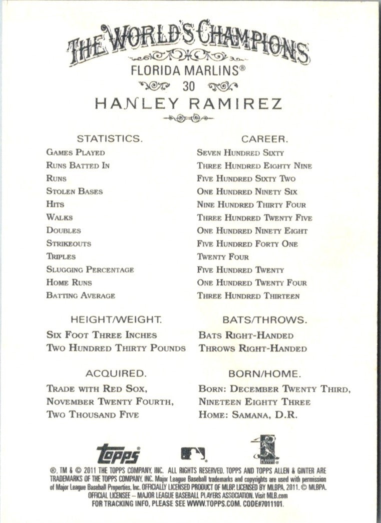 2011 Topps Allen Ginter Hanley Ramirez