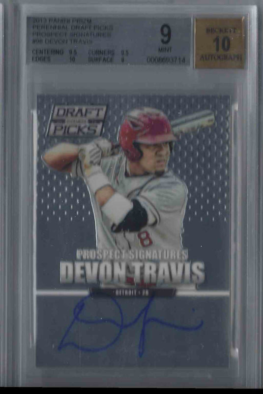 2013 Panini Prizm Devon Travis #98 Rookie Autograph