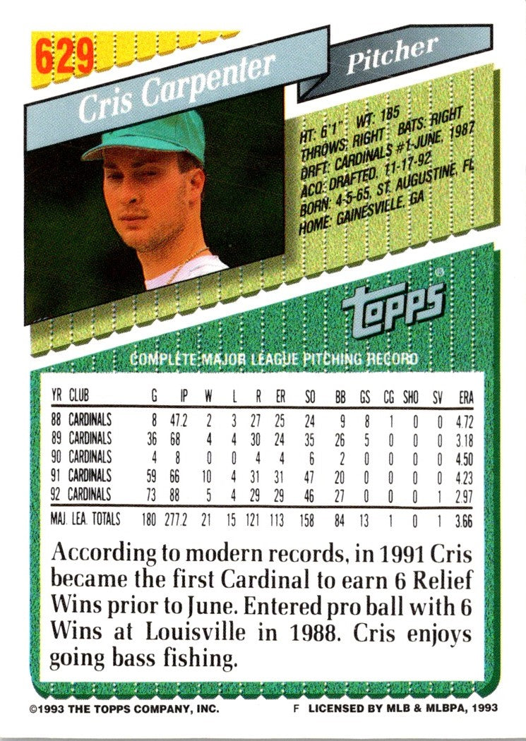 1993 Topps Gold Cris Carpenter