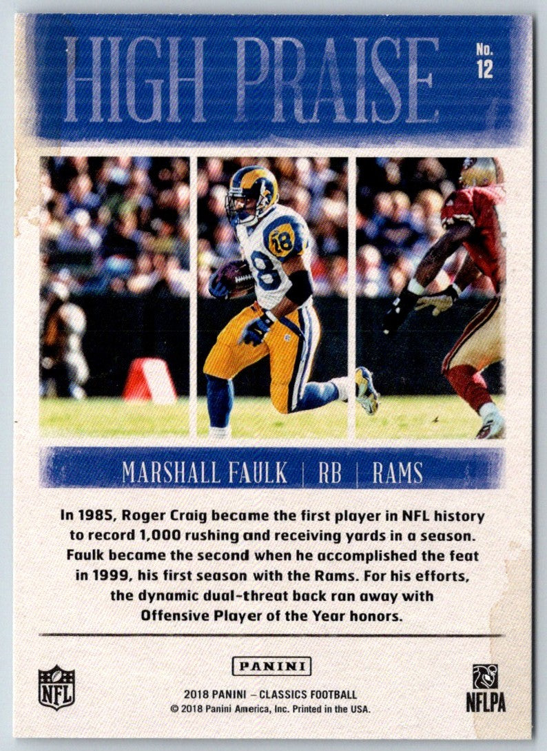 2018 Panini Classics High Praise Marshall Faulk