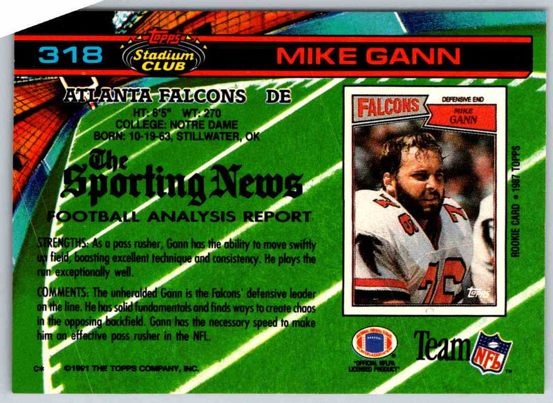 1991 Topps Stadium Club Football Mike Gann
