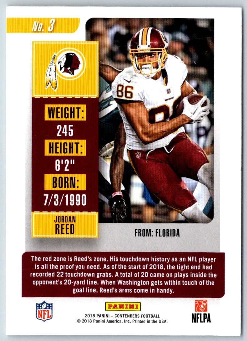 2018 Panini Contenders Jordan Reed